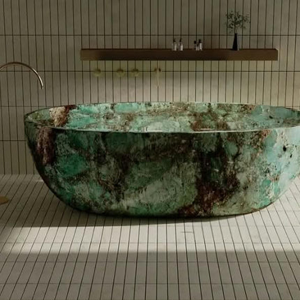 Luxury Brazil Amazon Green Marble Stone Engrave CNC Bathtub Furniture For Project Use
