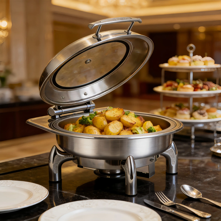 Stainless Steel Hydraulic Buffet Warming Equipment Food Glasses Chafing Dishes For Hotels Catering For Catering