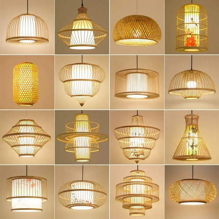 Bohemian Style Rattan Bamboo Woven Pendant Light, Staircase Light, Vintage Antique Ceiling Light, Vintage Pendant Light