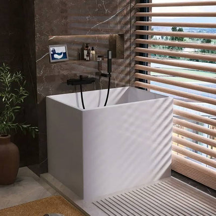 Gurgle Freestanding Acrylic Deep Soaking Bathtub Small Apartment Bathroom Japanese Style Mini Bathtub With Seating