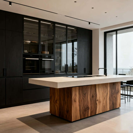 Custom Luxury Full Kitchen Island Cabinet Set Modern Kitchen Cabinets Oak and Black Kitchen Cabinets with Modular