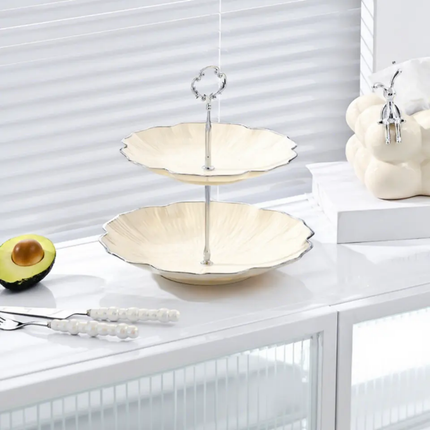 Classic Eco-Friendly Ceramic 3-Tier Dessert Display Stand Cake Stand Wedding Party Dinner Plate Hotels Fruit Plates