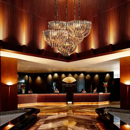 LED Chandelier Light Custom Large Project Hotel Lobby Indoor Glass Decoration Lighting New Design