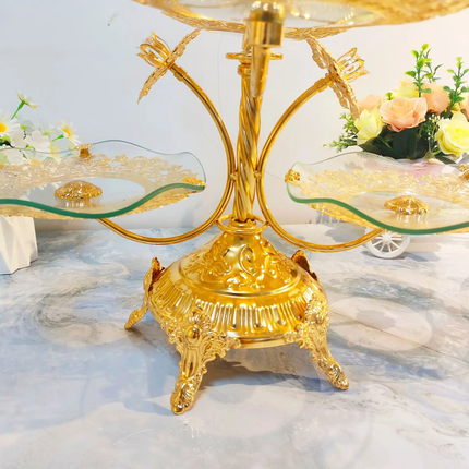 European -Style Round Glass Serving Fruit & Snack For Home Hotel KTV Business Gift-Ornament With Dried Fruits