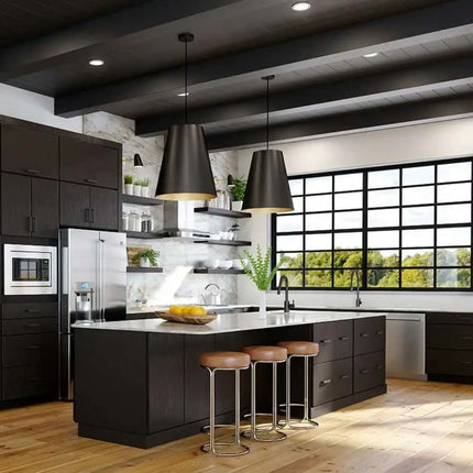 American Style Design Pine Ready to Assemble Black Kitchen Cabinet
