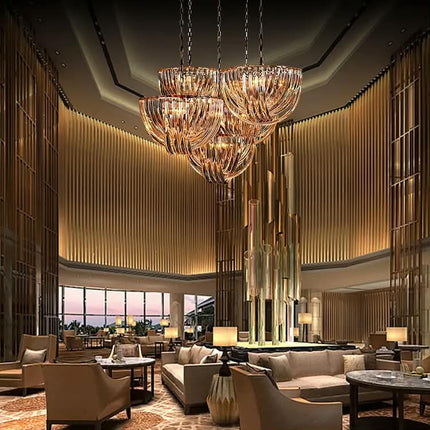 LED Chandelier Light Custom Large Project Hotel Lobby Indoor Glass Decoration Lighting New Design