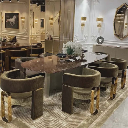 Luxury Quality Home Furniture – Modern Dining Table Set Featuring Marble Top and Sturdy Stainless Steel Frame