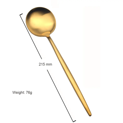 Royal 304 Stainless Steel Long Handle Dinner Spoon Luxury Gold Serving Spoons