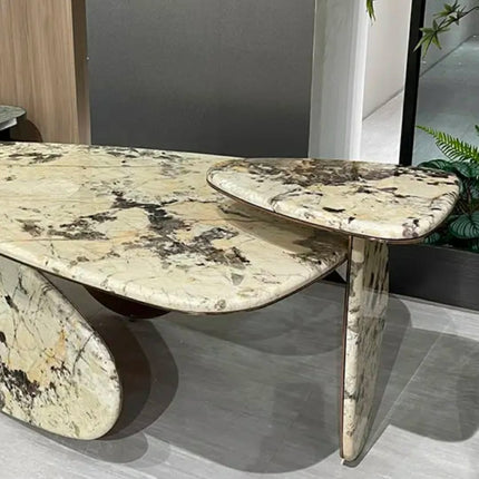 Gainsville Furniture Stone Furniture Yellow Table Low Plinth Marble Living Room Luxury Natural Customized Table Design
