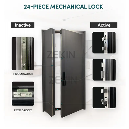 ZEKIN Factory 3D Carving Main Entrance Doors Anti-Theft Heat Insulation House Exterior Cast Aluminum Front Entry Armored Doors