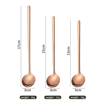 Custom Logo Stainless Steel Mirror Polish Long Handle Teaspoon with PVD Gold Coating For Coffee Latte Ice Cream Mixing-Present