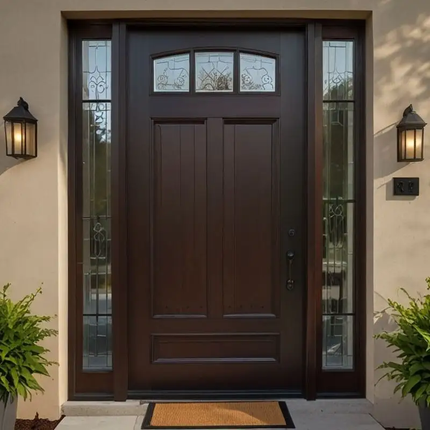 European Style Ornate Carved Warm Insulated Elegant Villa Main Entrance Exterior Wood Door
