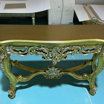 Royal Classic Solid Wood Gold Console Table European Entryway Table