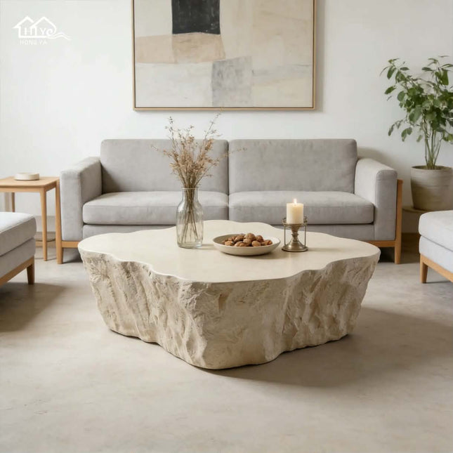 Made of concrete Modern GRC Movable Coffee Table Simulated Stone Durable Eco-Friendly Indoor Living Room Bedroom Furniture TMJ ML-GRCT-018