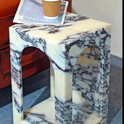 Factory Price Modern Design Calacatta Viola Violet Marble Stone Side Sofa End Table Living Room Furniture For Apartment Hotel