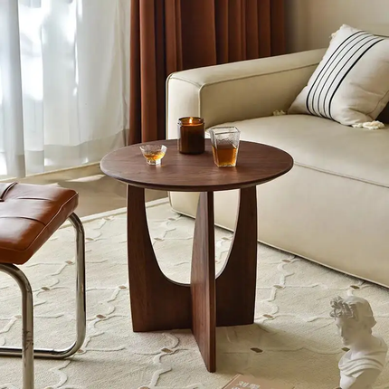 Nordic Modern Minimalist Black Walnuts Coffee Table Irregular Home Solid Wood Oval Coffee Table