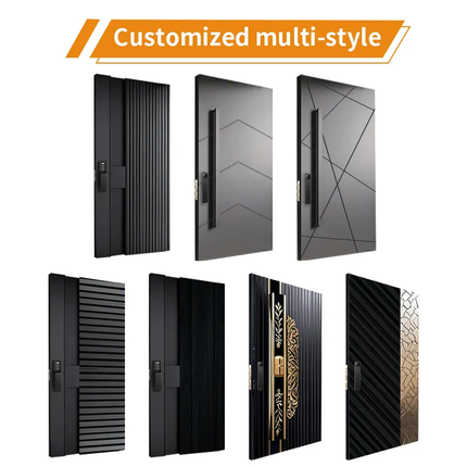 Modern Aluminum Security Steel Door With Smart Lock Exterior Front Entry Exterior Design Pivot Front Door