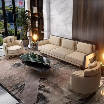 Italian Luxury Single Swivel Sofa Modern Simple Design Solid Wood Base Fabric Eco-Friendly Durable