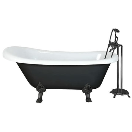 Black&White Classical Freestanding Zinc Alloy Claw Foot Acrylic Bathtub ABS Bath Tub with Gold Feet
