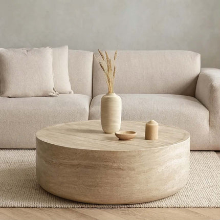 Modern design travertine round coffee table with fire resistant eco-friendly features for living room bedroom and dining
