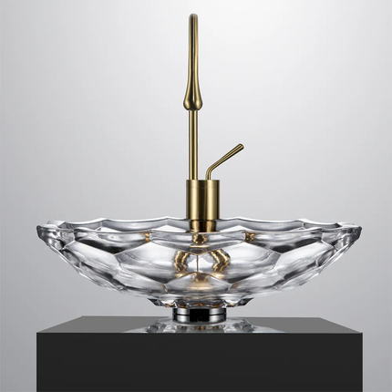 Art Luxury Transparent Colour Crystal Glass Bowl Vessel Bathroom Wash Basin Sink
