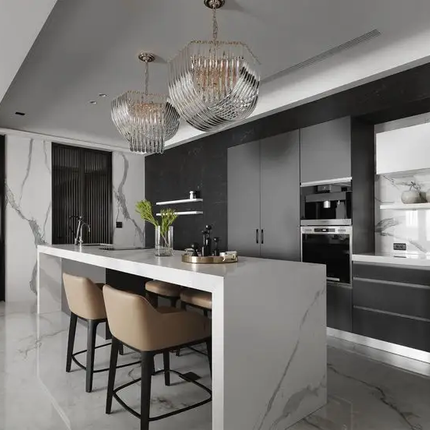 One-Stop French Luxury Cabinet Series Large Commercial Space Built-in Gas Stove Island Cabinets Full Storage