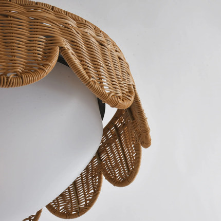 High Quality Handmade Modern LED Living Room Indoor Asian Chandelier Custom Logo Rattan Light Surface Mounted