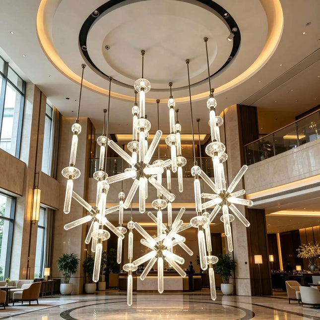 Modern Luxury Customized Vintage Decorative Aluminum Glass Pendant Lamps Living Room Hotel Restaurant Staircase Led Chandeliers