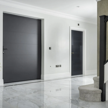 Customized Aluminum Front Entry Door Smart Face Recognition Exterior Pivot Door Anti-Theft Heat Insulation Waterproof Villa