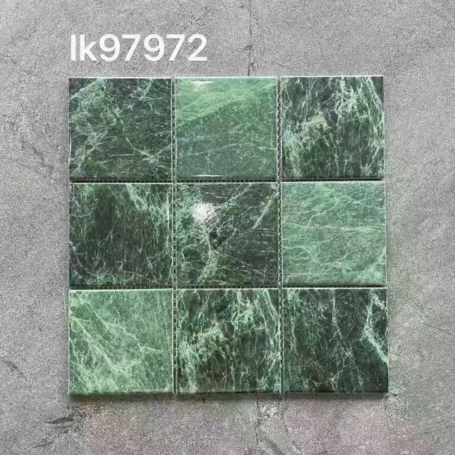 Mosaic Porcelain Sukabumi Pool Tiles Outdoor Indoor Bathroom Tiles 30x30cm Green Marble Design