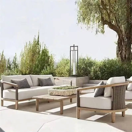 Commercial Luxury Aluminum Contemporary Outdoor Sofa Set with Waterproof Cushions for Hotel and Garden Use