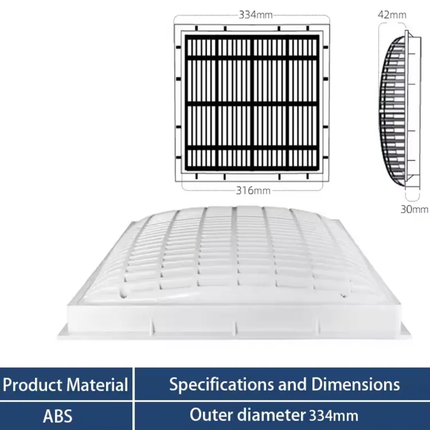 Square anti-vortex main drain cover, anti suction safety ABS drain grate, impact resistant pool bottom drain fitting