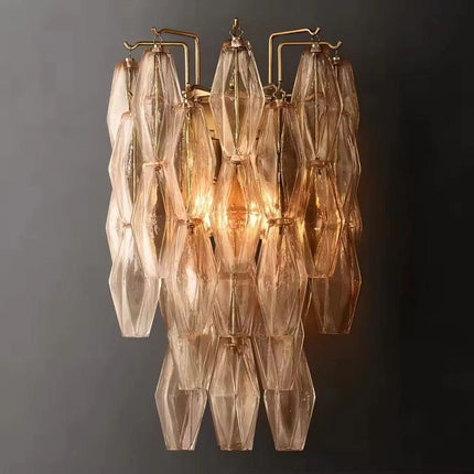Modern Nordic Gold Light Smoke Glass Sconce Bedroom Hotel Bedside Crystal Wall Lamp For Living Room