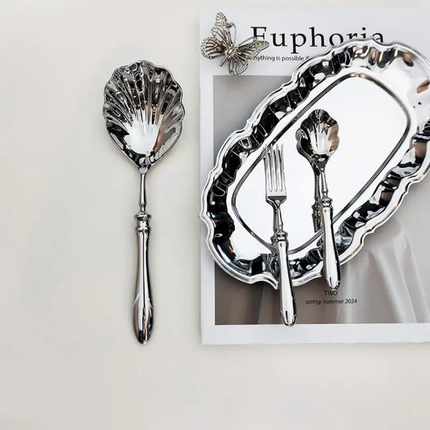 Luxury Shell-Shaped Stainless Steel Serving Spoons Premium Quality Unique Design Tableware Coffee Spoon Teaspoon