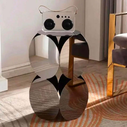Modern Light Luxury Mirror Polished Stainless Steel Geometric Round Side Table One Piece Welded For Living Room Furniture Decor
