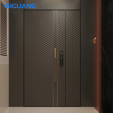 QIGUANG America Style Multilock Villa Entrance Front Cast Aluminum Door Security Luxury Black Security Entry Pivot Door For Home
