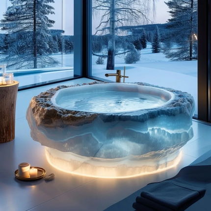 Onyx Italian Natural Marble Bathtub High-End Modern Simple Home Glowing Jade Blue Jade Stone Whirlpool Bathtubs Bathroom