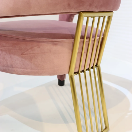 Custom Italian Designer Green Pink Velvet Fabric Metal Leg Dining Chair Modern Lounge