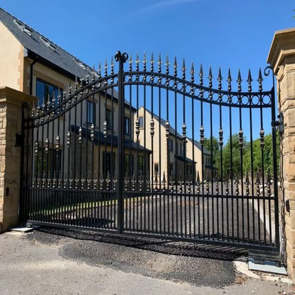 Decorative Wrought Iron Gate Custom Steel Driveway Gate Houses 7ft Height Eco-Friendly Classic/Traditional Modern Powder Coated