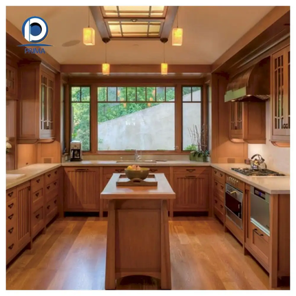 Luxury Residential Solid Wood Kitchen Cabinets For House and Villa Projects