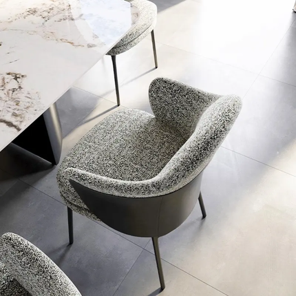 Italian Contemporary Velvet Synthetic Leather Lounge Chair Accent Stool Carbon Steel Legs High Density Foam Modern Home Office