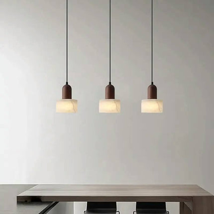 Adjustable Height Wabi Sabi Pendant Light Retro American Translucent Marble Droplight for Dining Table Kitchen Island Restaurant