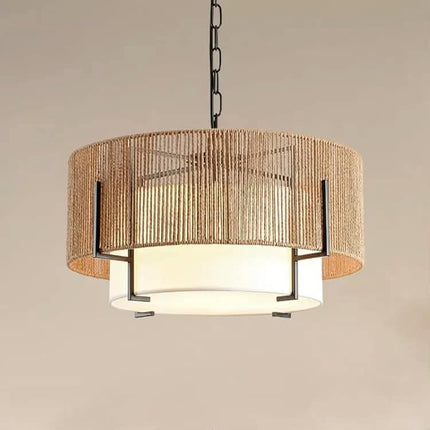 Hand-Woven Rattan Chandelier Boho Pendant Lamp Farmhouse Wicker Hanging Ceiling Light Dining Room Kitchen Island Bedroom Foyer