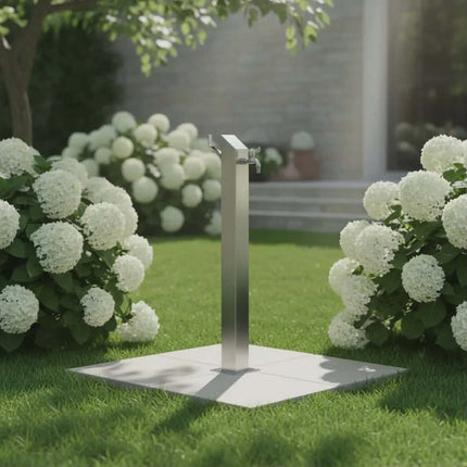 Modern Stainless Steel Outdoor Garden Faucet with Minimalist Freestanding Design
