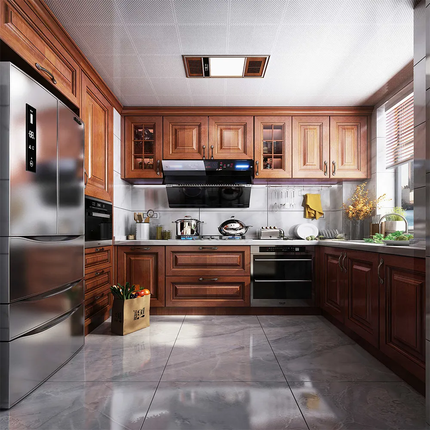 Rustic Style Solid Wood Classic Kitchen Furniture with Custom Island Cabinet