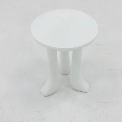 Fiberglass Modern Minimalist Side Table Organic Foot Wabi-Sabi Sculpture Artistic Accent Table Shaped Base Bedroom Living Room