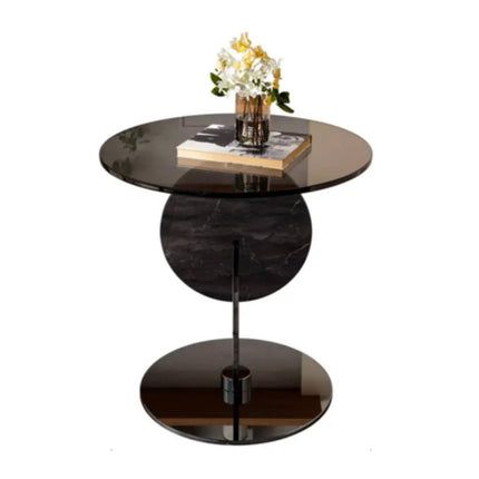 Modern Italian Light Luxury Tempered Glass Stainless Steel Twisted Round Side Table For Living Room Furniture Decor