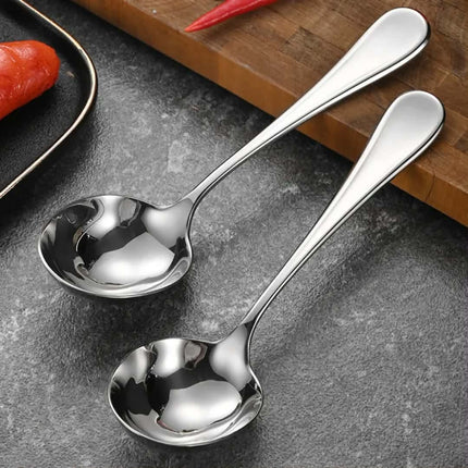 304 Stainless Steel Serving Spoon With Long Handle Big Round Ladle For Restaurant Dinnerware Salad Buffet Party Spoons