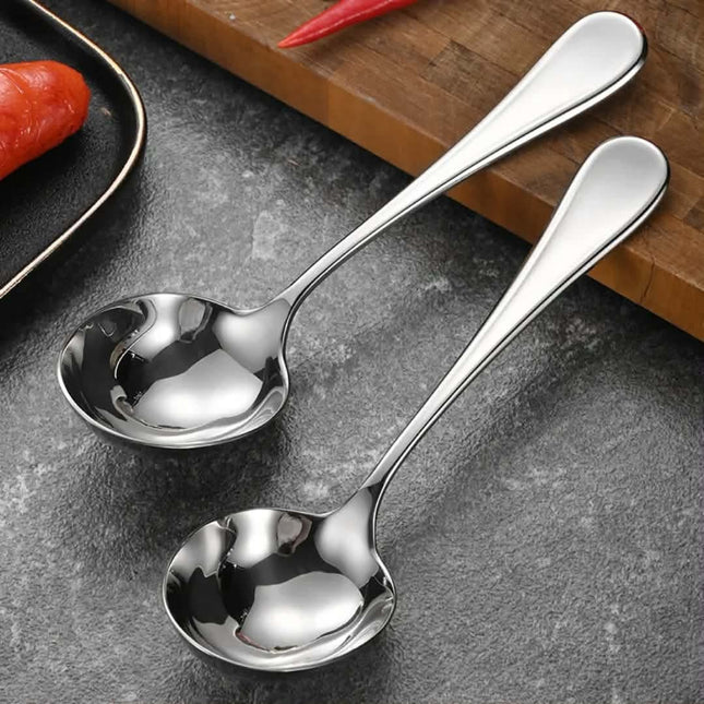 304 Stainless Steel Serving Spoon With Long Handle Big Round Ladle For Restaurant Dinnerware Salad Buffet Party Spoons