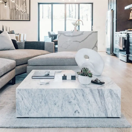 Modern luxury Italian marble square coffee table living room furniture side table